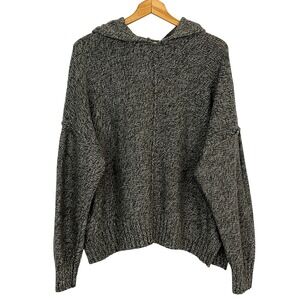 Alexander Wang Wool‎ Blend Knit Hoodie Sweater Oversized Charcoal Grey Marled L